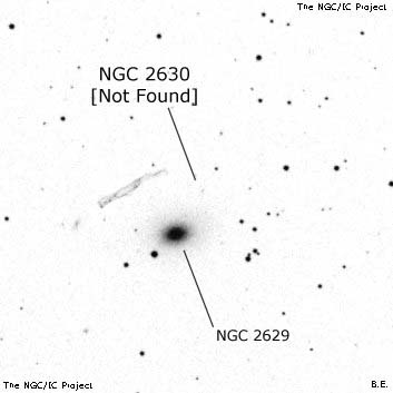 Negativní snímek oblohy NGC 2630