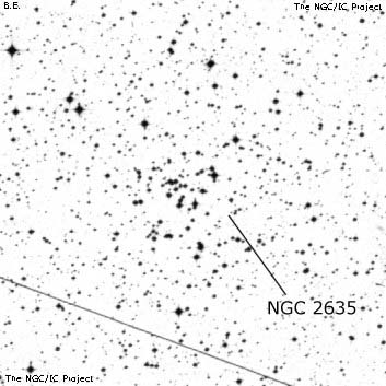 Negativní snímek oblohy NGC 2635