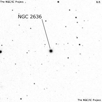 Negativní snímek oblohy NGC 2636