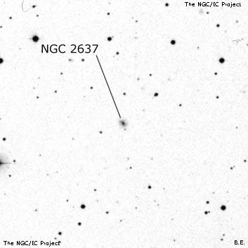 Negativní snímek oblohy NGC 2637