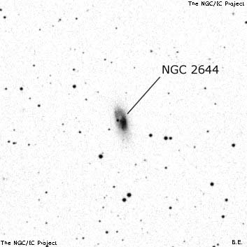 Negativní snímek oblohy NGC 2644