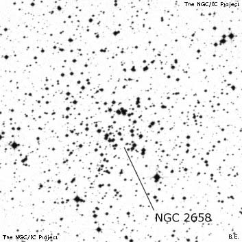 Negativní snímek oblohy NGC 2658