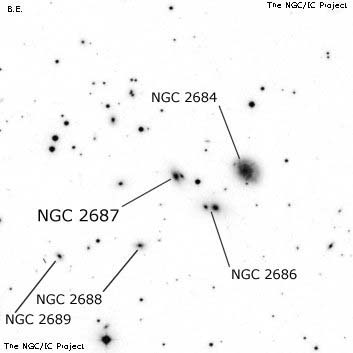 Negativní snímek oblohy NGC 2687