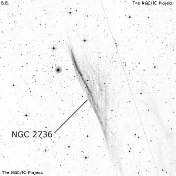 Negativní snímek oblohy NGC 2736