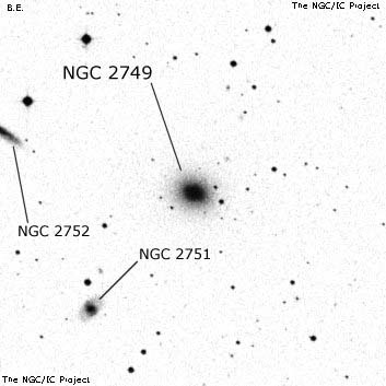 Negativní snímek oblohy NGC 2749