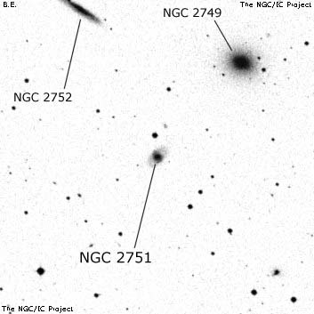 Negativní snímek oblohy NGC 2751