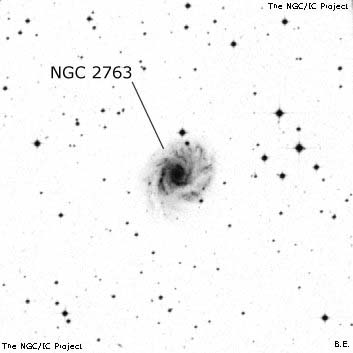 Negativní snímek oblohy NGC 2763