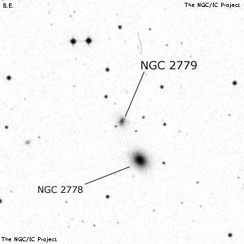 Negativní snímek oblohy NGC 2779