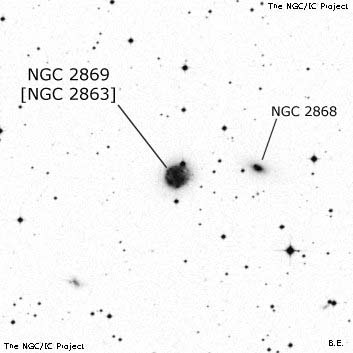 Negativní snímek oblohy NGC 2869