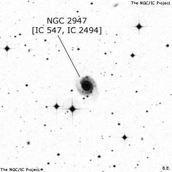 Negativní snímek oblohy NGC 2947