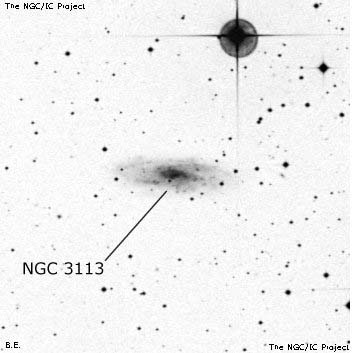 Negativní snímek oblohy NGC 3113