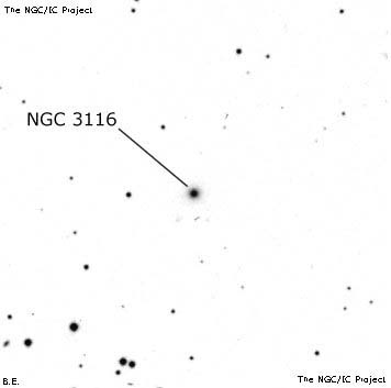 Negativní snímek oblohy NGC 3116