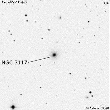 Negativní snímek oblohy NGC 3117
