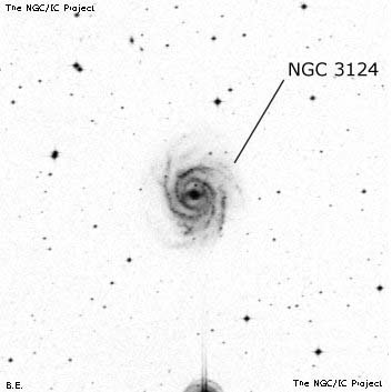 Negativní snímek oblohy NGC 3124