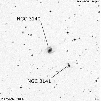 Negativní snímek oblohy NGC 3140