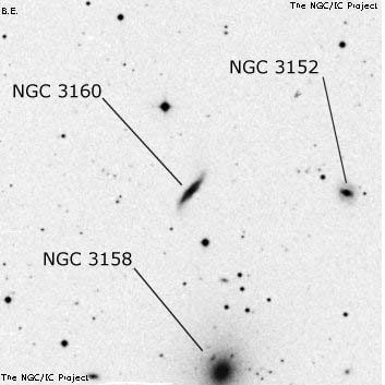 Negativní snímek oblohy NGC 3160