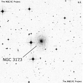 Negativní snímek oblohy NGC 3173