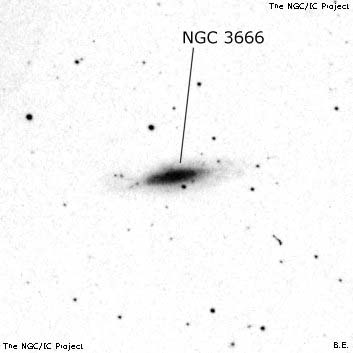 Negativní snímek oblohy NGC 3666