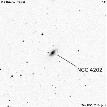 Negativní snímek oblohy NGC 4202