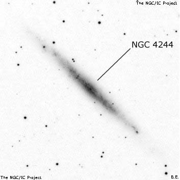 Negativní snímek oblohy NGC 4244