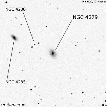 Negativní snímek oblohy NGC 4279