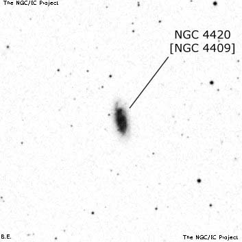 Negativní snímek oblohy NGC 4420