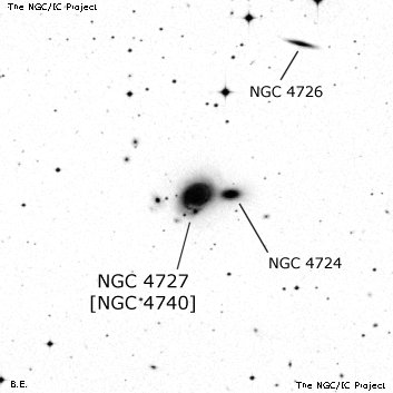 Negativní snímek oblohy NGC 4727