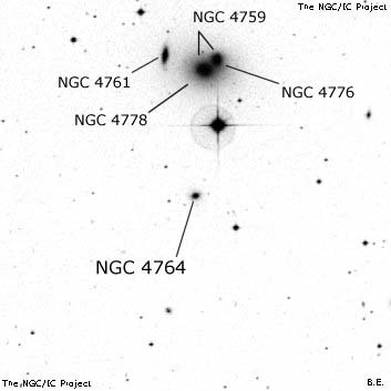 Negativní snímek oblohy NGC 4764