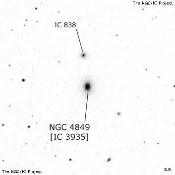 Negativní snímek oblohy NGC 4849