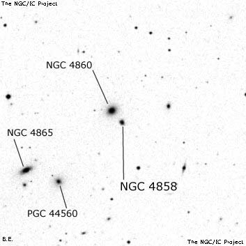 Negativní snímek oblohy NGC 4858