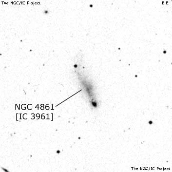 Negativní snímek oblohy NGC 4861
