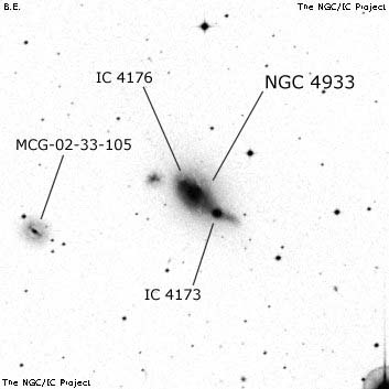 Negativní snímek oblohy NGC 4933