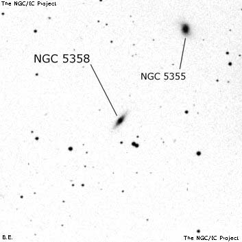 Negativní snímek oblohy NGC 5358