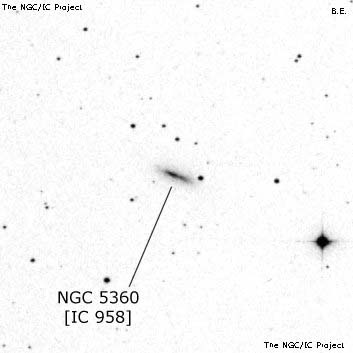 Negativní snímek oblohy NGC 5360