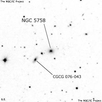 Negativní snímek oblohy NGC 5758