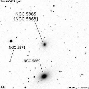 Negativní snímek oblohy NGC 5865