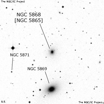 Negativní snímek oblohy NGC 5868