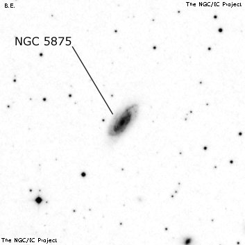 Negativní snímek oblohy NGC 5875