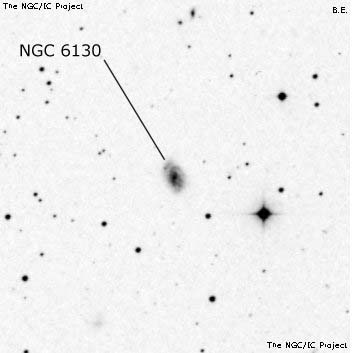 Negativní snímek oblohy NGC 6130