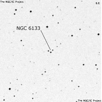 Negativní snímek oblohy NGC 6133