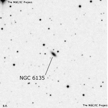 Negativní snímek oblohy NGC 6135