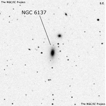 Negativní snímek oblohy NGC 6137