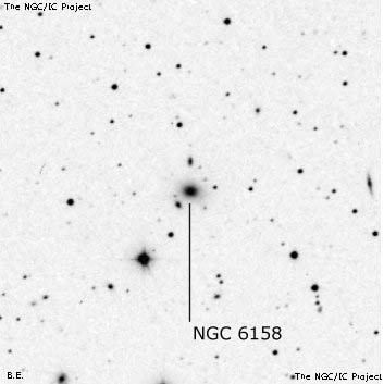 Negativní snímek oblohy NGC 6158