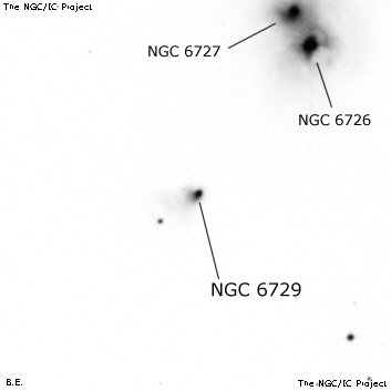 Negativní snímek oblohy NGC 6729