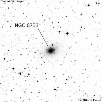Negativní snímek oblohy NGC 6733