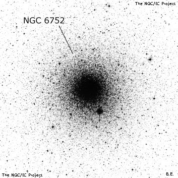 Negativní snímek oblohy NGC 6752