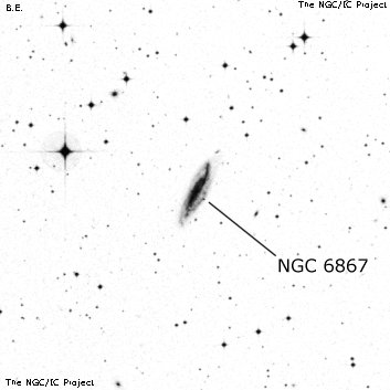 Negativní snímek oblohy NGC 6867