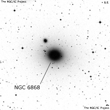 Negativní snímek oblohy NGC 6868