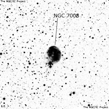 Negativní snímek oblohy NGC 7008