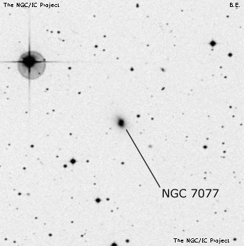 Negativní snímek oblohy NGC 7077